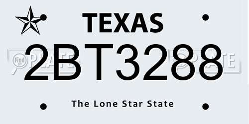 2BT3288 Texas License Plate