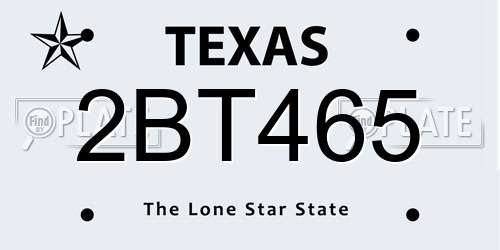 2BT465 Texas License Plate