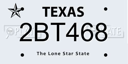 2BT468 Texas License Plate