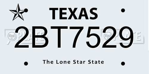 2BT7529 Texas License Plate