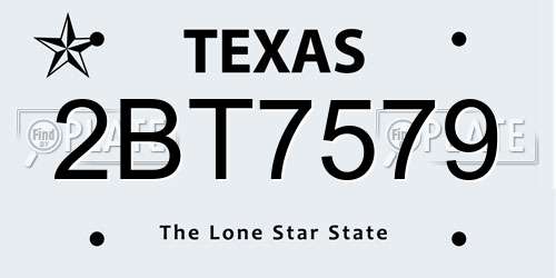 2BT7579 Texas License Plate