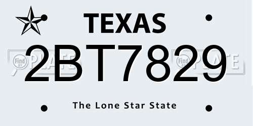 2BT7829 Texas License Plate