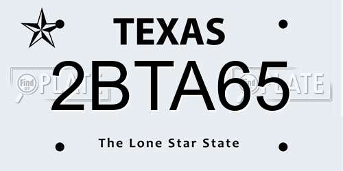 2BTA65 Texas License Plate