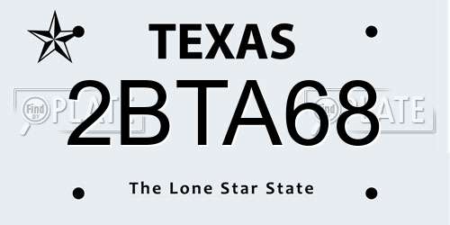 2BTA68 Texas License Plate