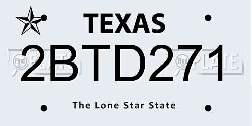 2BTD271 Texas License Plate