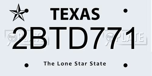 2BTD771 Texas License Plate