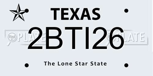 2BTI26 Texas License Plate
