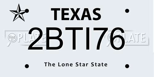 2BTI76 Texas License Plate