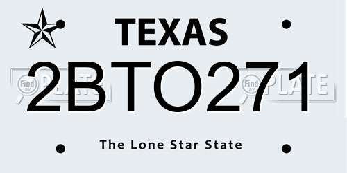 2BTO271 Texas License Plate