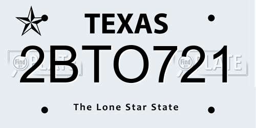2BTO721 Texas License Plate