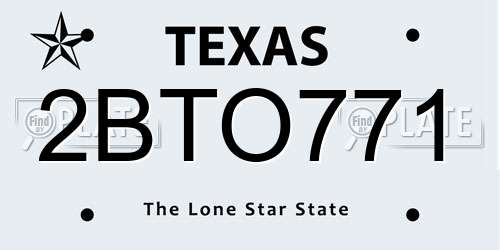 2BTO771 Texas License Plate