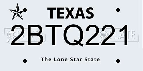 2BTQ221 Texas License Plate