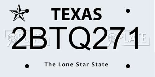 2BTQ271 Texas License Plate