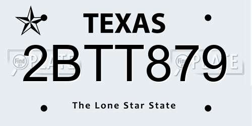 2BTT879 Texas License Plate