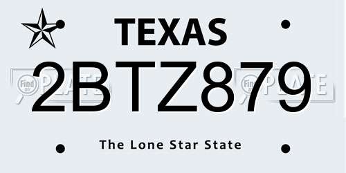 2BTZ879 Texas License Plate