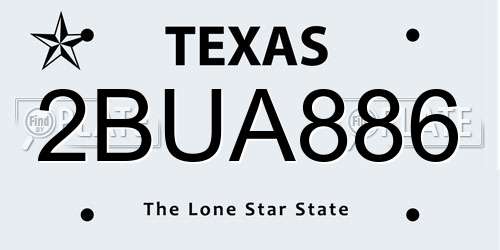 2BUA886 Texas License Plate
