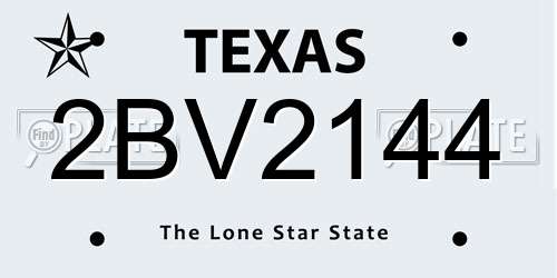 2BV2144 Texas License Plate