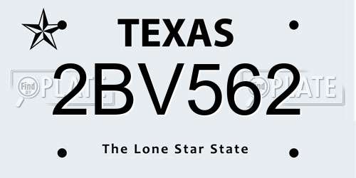 2BV562 Texas License Plate