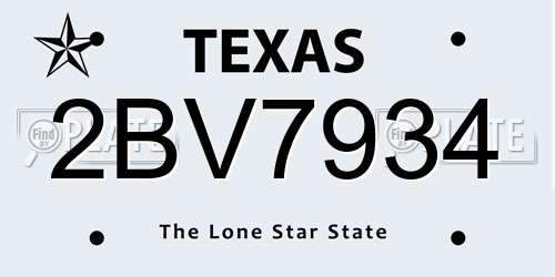 2BV7934 Texas License Plate