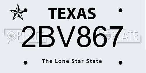 2BV867 Texas License Plate