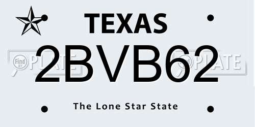 2BVB62 Texas License Plate