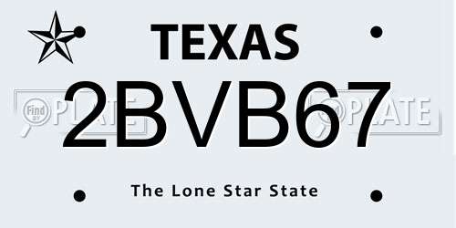 2BVB67 Texas License Plate