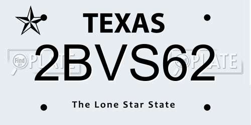 2BVS62 Texas License Plate