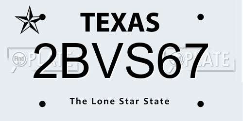 2BVS67 Texas License Plate