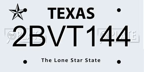 2BVT144 Texas License Plate