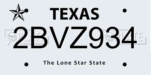 2BVZ934 Texas License Plate