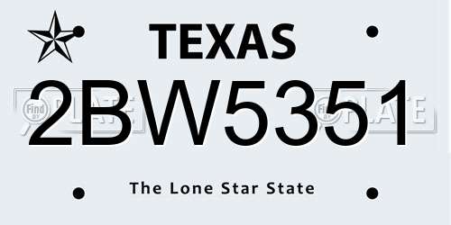 2BW5351 Texas License Plate