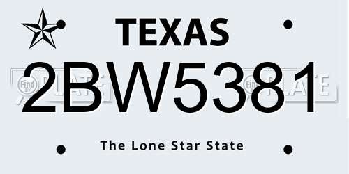 2BW5381 Texas License Plate