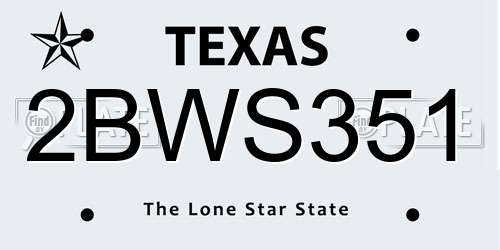 2BWS351 Texas License Plate