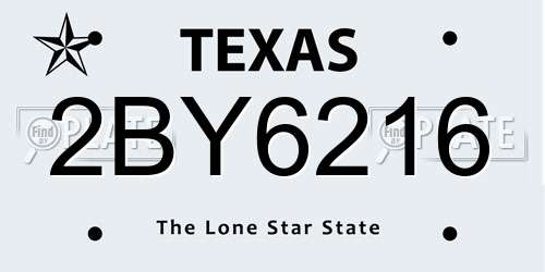 2BY6216 Texas License Plate