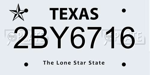 2BY6716 Texas License Plate