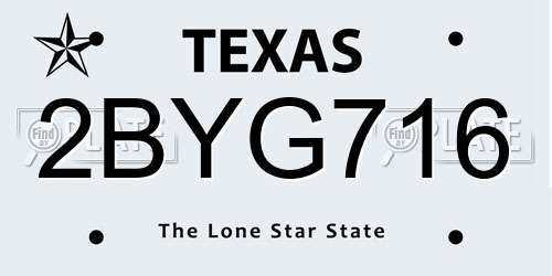2BYG716 Texas License Plate