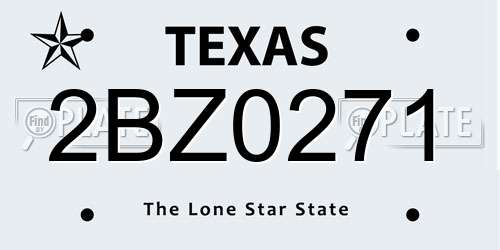 2BZ0271 Texas License Plate