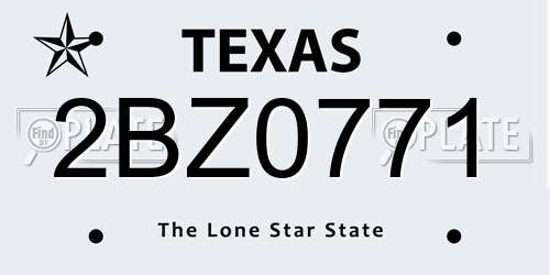 2BZ0771 Texas License Plate