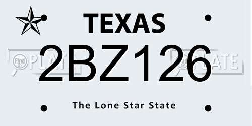 2BZ126 Texas License Plate
