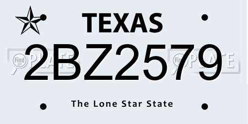 2BZ2579 Texas License Plate