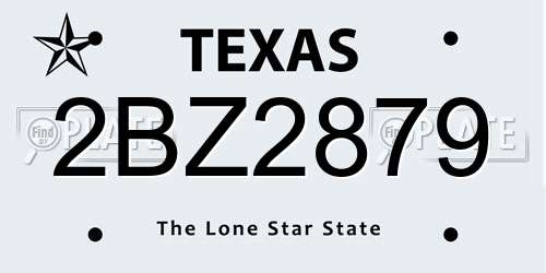 2BZ2879 Texas License Plate