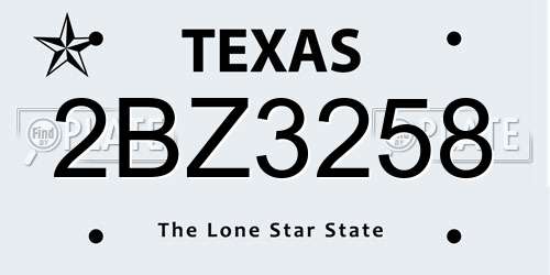 2BZ3258 Texas License Plate