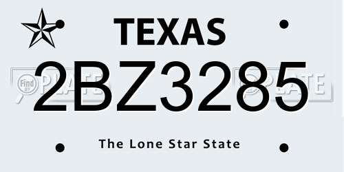 2BZ3285 Texas License Plate