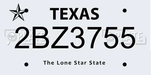 2BZ3755 Texas License Plate
