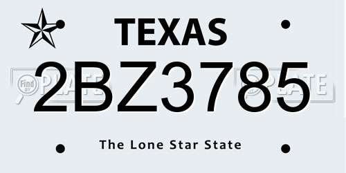 2BZ3785 Texas License Plate