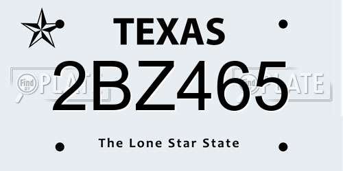 2BZ465 Texas License Plate