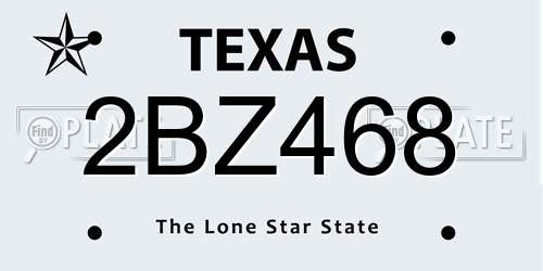 2BZ468 Texas License Plate