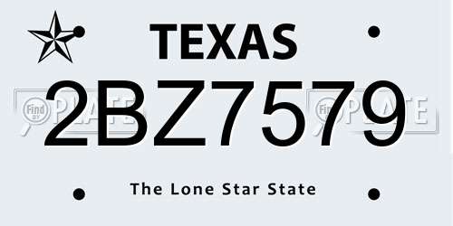 2BZ7579 Texas License Plate