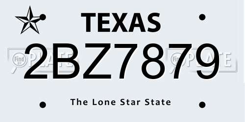 2BZ7879 Texas License Plate