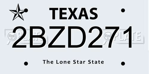 2BZD271 Texas License Plate